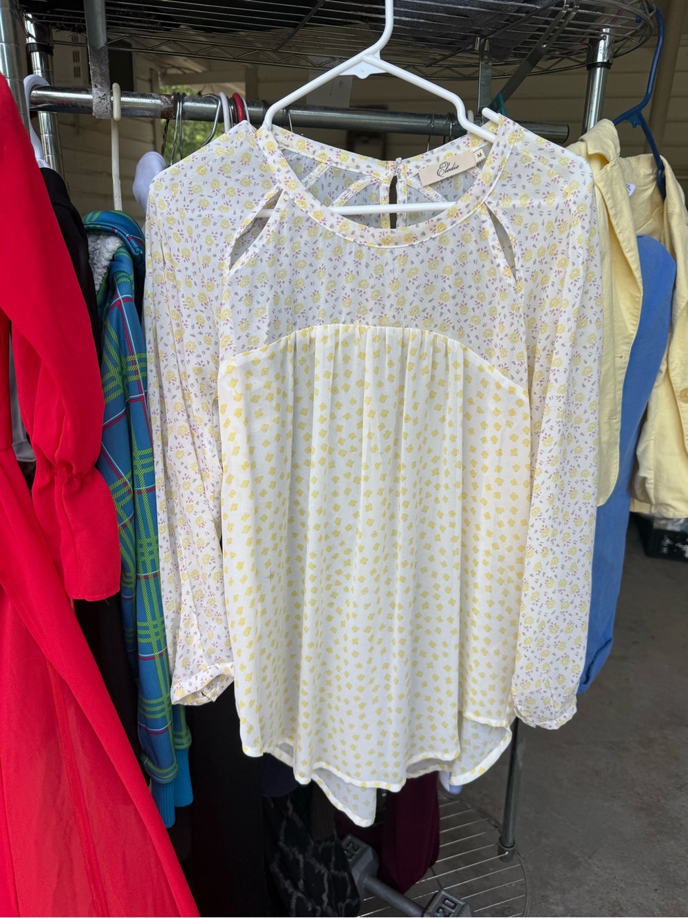 Boho Cream and Yellow Sheer Floral Long-Sleeve Babydoll